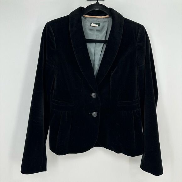 J. Crew Eden Velvet Blazer Size 4 Black Regency Goth Classic Steampunk - Picture 11 of 11